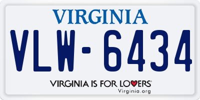 VA license plate VLW6434