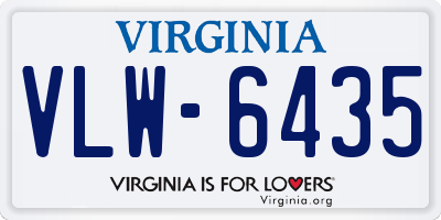 VA license plate VLW6435