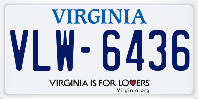 VA license plate VLW6436