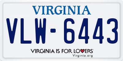 VA license plate VLW6443