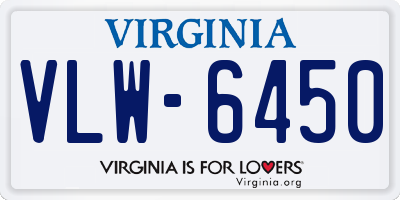 VA license plate VLW6450