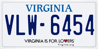 VA license plate VLW6454