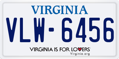 VA license plate VLW6456