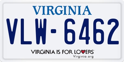 VA license plate VLW6462