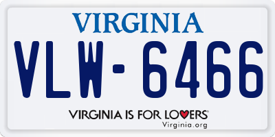 VA license plate VLW6466