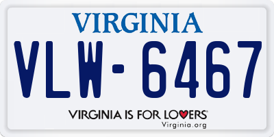 VA license plate VLW6467