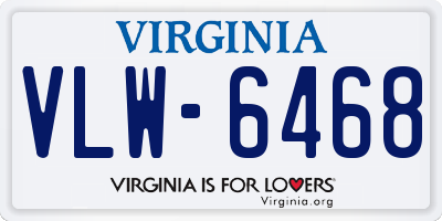 VA license plate VLW6468