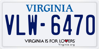 VA license plate VLW6470