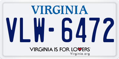 VA license plate VLW6472