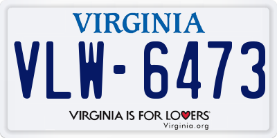 VA license plate VLW6473