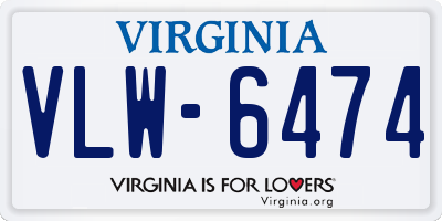 VA license plate VLW6474