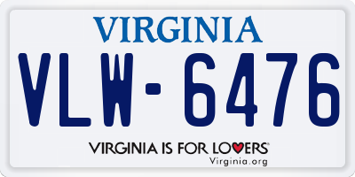 VA license plate VLW6476