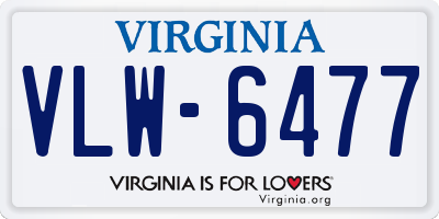 VA license plate VLW6477