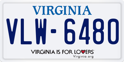 VA license plate VLW6480