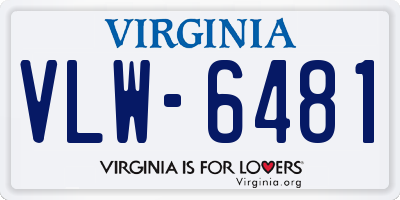 VA license plate VLW6481