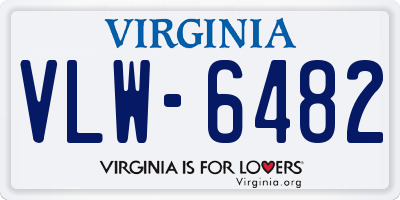 VA license plate VLW6482