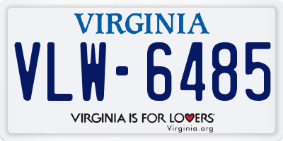 VA license plate VLW6485