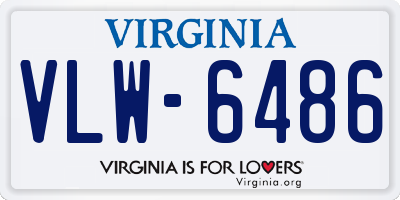 VA license plate VLW6486