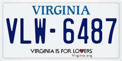 VA license plate VLW6487