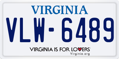 VA license plate VLW6489