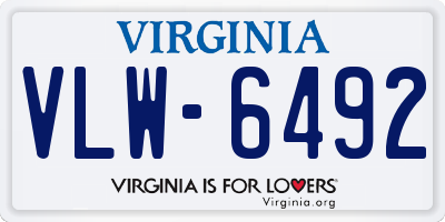 VA license plate VLW6492