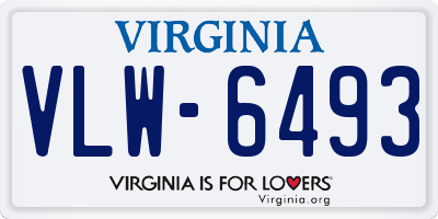 VA license plate VLW6493