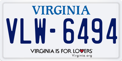 VA license plate VLW6494