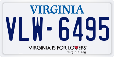 VA license plate VLW6495