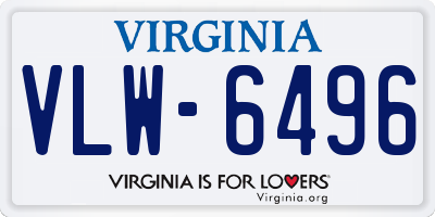 VA license plate VLW6496