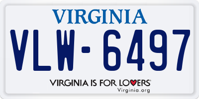 VA license plate VLW6497