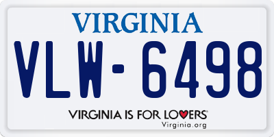 VA license plate VLW6498