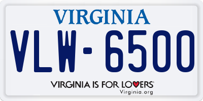 VA license plate VLW6500