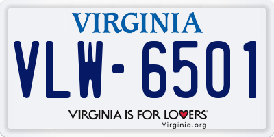 VA license plate VLW6501