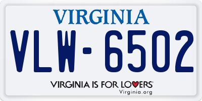 VA license plate VLW6502