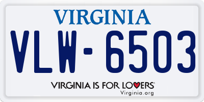 VA license plate VLW6503