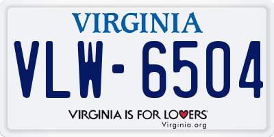 VA license plate VLW6504