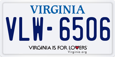 VA license plate VLW6506