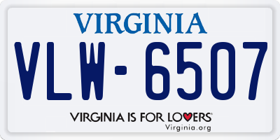 VA license plate VLW6507