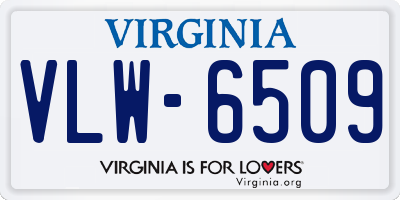 VA license plate VLW6509