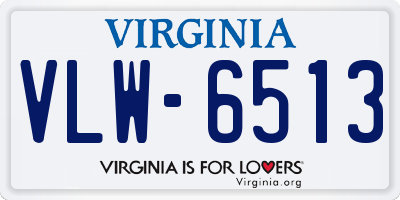 VA license plate VLW6513