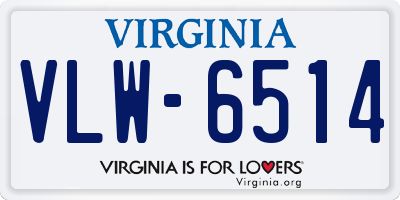 VA license plate VLW6514