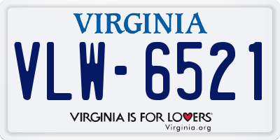 VA license plate VLW6521