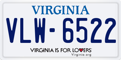 VA license plate VLW6522