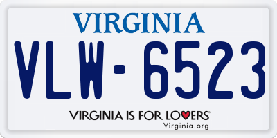 VA license plate VLW6523