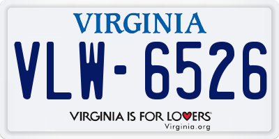 VA license plate VLW6526