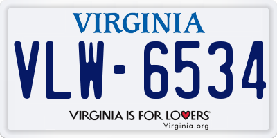 VA license plate VLW6534