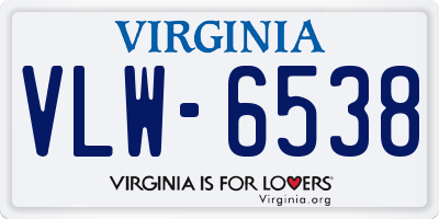 VA license plate VLW6538