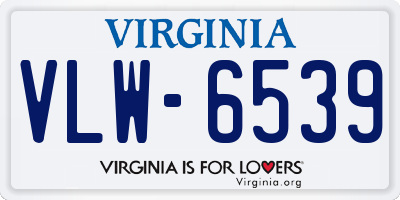 VA license plate VLW6539