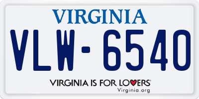 VA license plate VLW6540