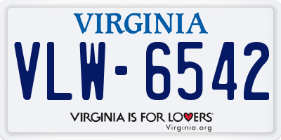 VA license plate VLW6542